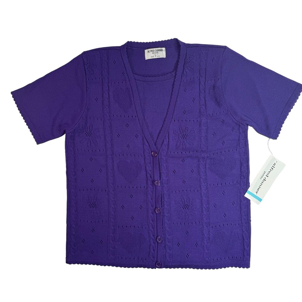 Vintage 90s Women's Large Pettie Purple Sweater Shirt Alfred Dunner Made in USA
